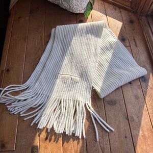 Bebe Cream Ribbed Knit Scarf